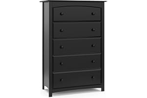 Storkcraft Kenton 5 Drawer Dresser (Black) – GREENGUARD Gold Certified, Dresser for Kids Bedroom, Includes Safety-Focused Interlocking Drawer System