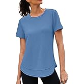 3rd hill Womens Workout Tops Short Sleeve Crewneck Sports Yoga Running Shirts Quick Dry Outfits S-3XL