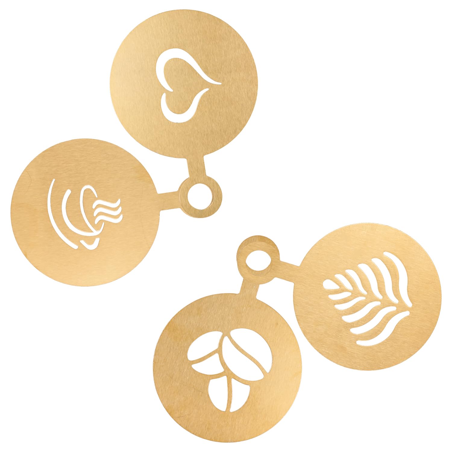 Tabanzhe Set of 4 Stainless Steel Coffee Stencils - Elevate Your Latte Art and Cake Decoration with Barista-Grade Cappuccino Arts Templates(Gold/Silver)