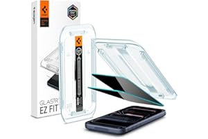 Spigen AluminaCore Tempered Glass Screen Protector [Glas.tR EZ Fit - Privacy] designed for iPhone 17 Pro | iPhone 17 | iPhone 16 Pro [2 Pack] 9H+ Hardness, Aluminum-Enhanced Durability