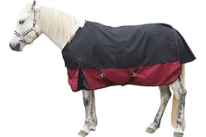 LEAFOREST 1200D Turnout Horse Winter Blanket Waterproof Breathable Snow Proof Heavy Blankets 200g Fill Sheet in The Barn, Stable, Stall, Pasture, Paddock Black Red 75 inches