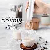 KOOSREEL Milk Frother Handheld USB Battery Powered Foamer Whisk White view 2