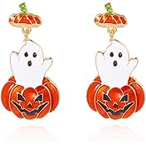 Halloween Pumpkin Dangle Earrings for Women Trick or Treat Candy Corn Pumpkin Earrings Gothic Spooky Halloween Costume Gifts for Cosplay Party Accessories
