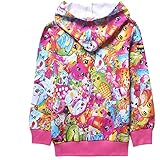 Shopkins Long Sleeve Front Zip Hoodie Jacket Coat (7-8 sz 130)