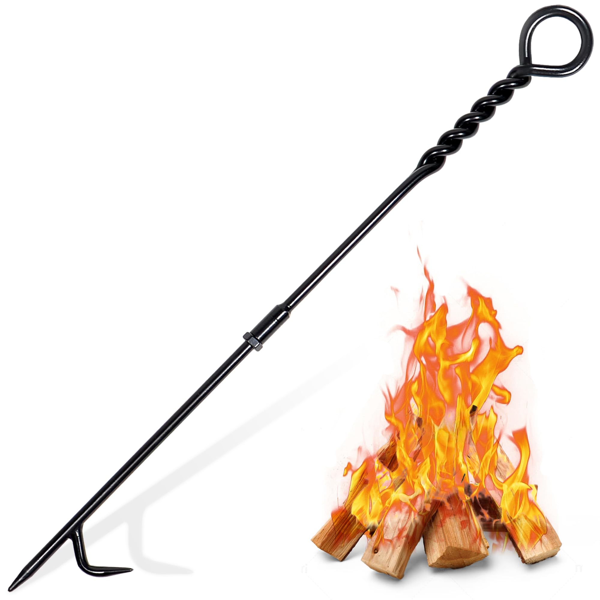 Photo 1 of CKLT Fire Poker for Fire Pit Outdoor, 26inch Twisted Rope Design Camping Fireplace Poker, Removable and Portable Fire Pit Accessories, Heavy Duty Solid Steel Fireplace Tool Rust-Resistant Black Finish