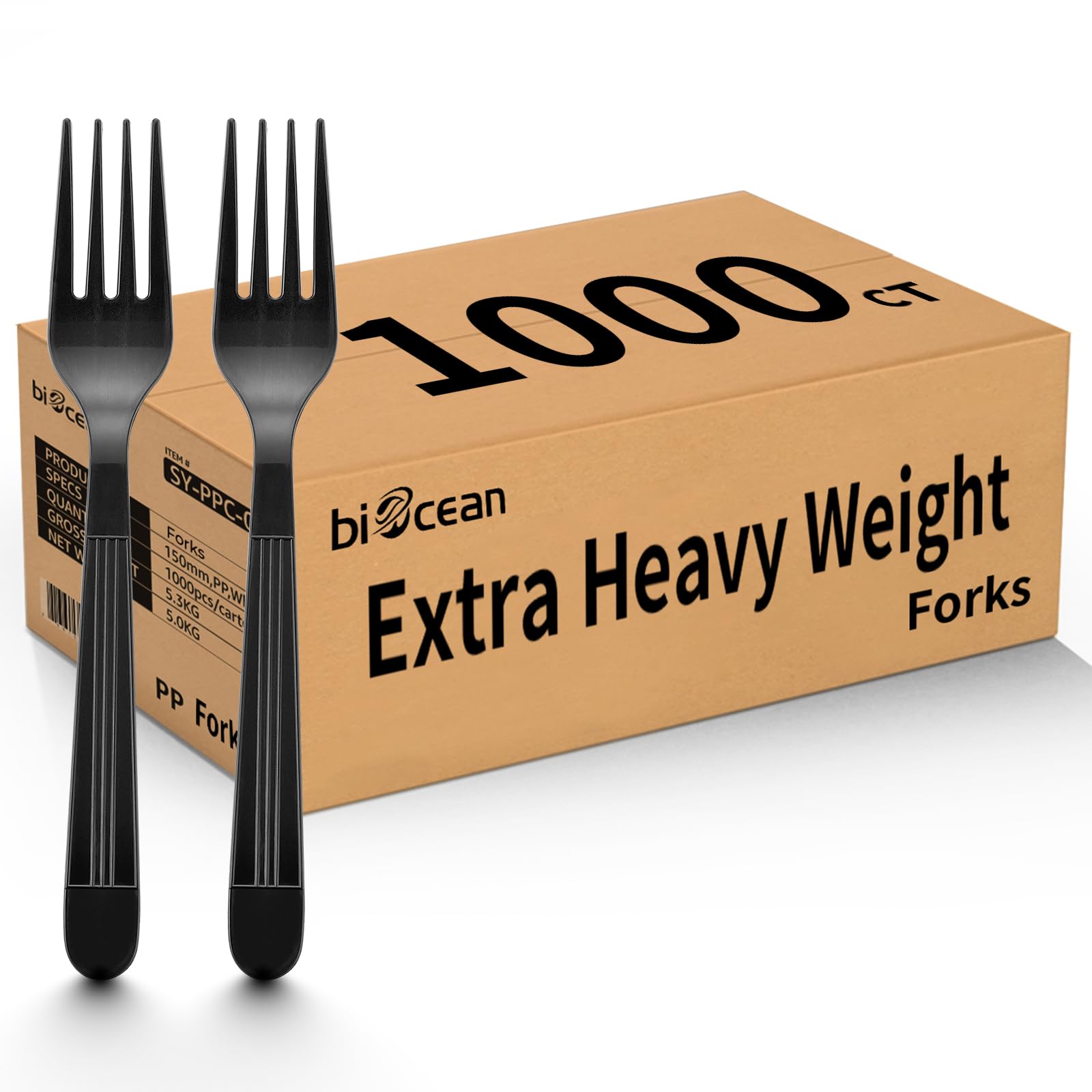 Photo 1 of 1000 Count Extra Heavy Duty Plastic Forks Black Disposable Forks Premium Bulk Plastic Forks Heavy Duty Plastic Silverware for Parties, Family Gatherings