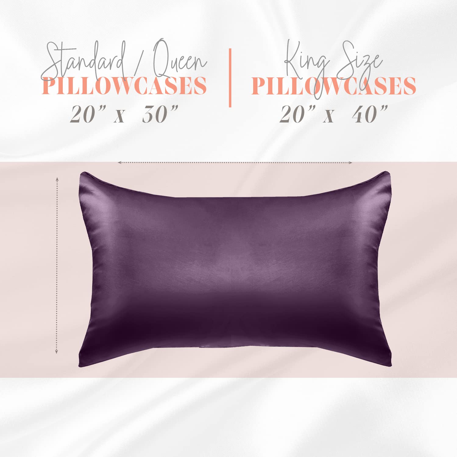 Elegant Comfort Silky and Luxurious 2-Piece Satin Pillowcase Set for Healthier Skin and Hair, Hidden Zipper Closure and Beautifully Packaged, Satin Pillowcase Set, Standard/Queen, Purple - Image 3