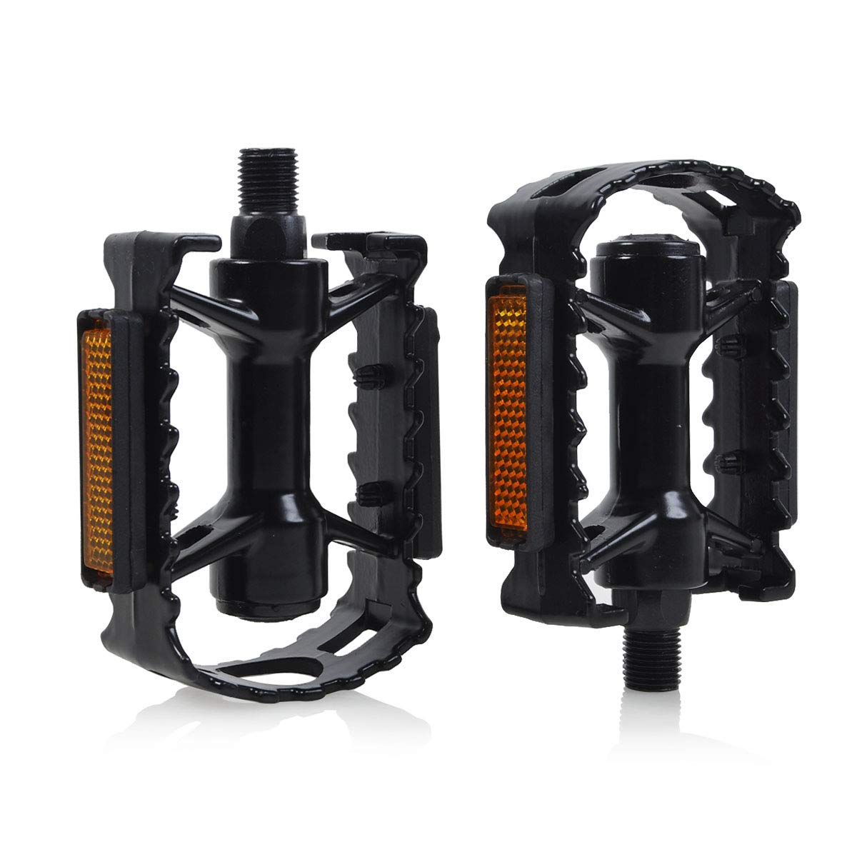 ThinkTop Kid's Bike Pedal, Aluminium Alloy Ultra Strong 1/2-Inch or 12mm Axle Connector Bike Pedals Platform Flat Fit for 12" 14" Boys Girls Bike (Black)