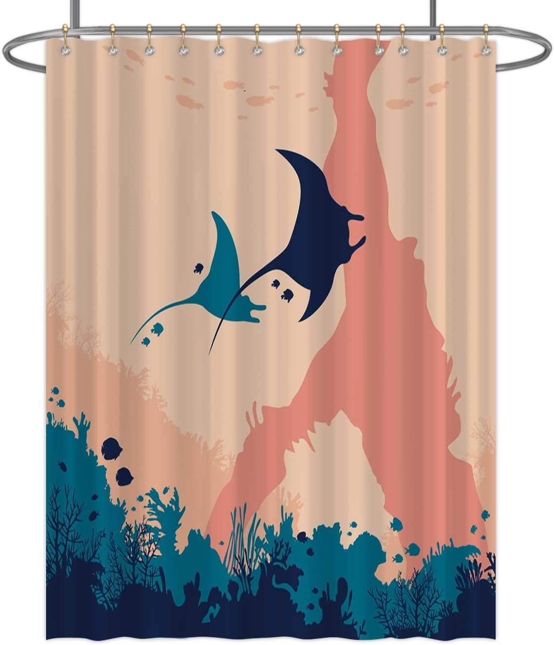 Hitecera Underwater Nature Manta,Fabric Shower Curtain sea for Bathroom Decor 72 in by 72 in (WxH)