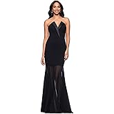 Betsy & Adam Womens Xscape Women's Scuba Crepe Halter Neck Ruffle Knee Length Dress