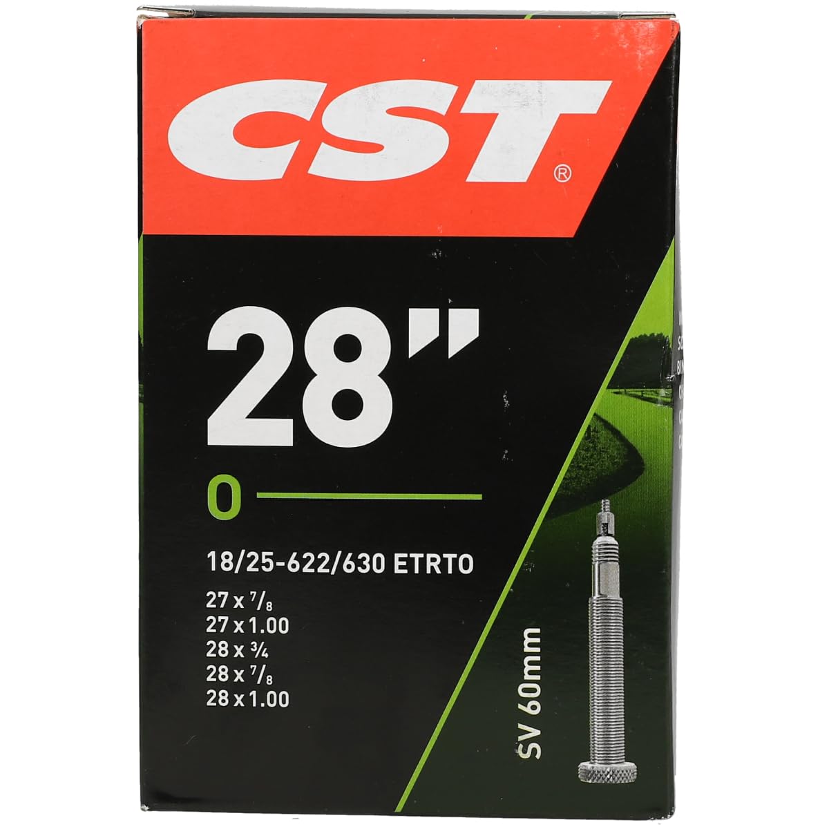 CST 071505 Bicycle tube. Black 28" 700 x 18/25C 18/25-622/630 SV60 mm