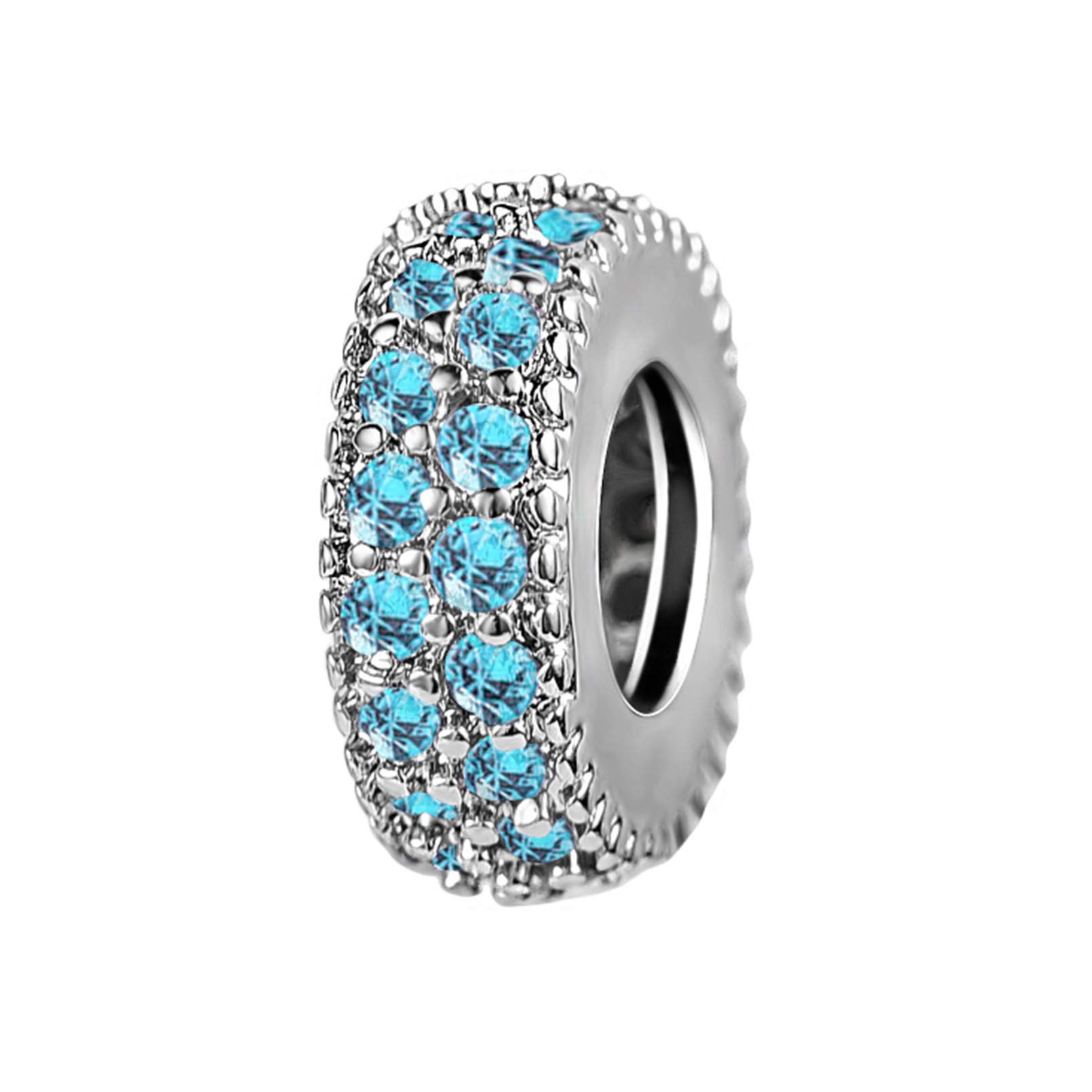 SBI Jewelry Blue Spacer Charm for Bracelets Birthstone Pendant Compatible with Pandora Charm Bracelet Women Friend Family Birthday Christmas