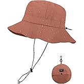 PFFY Quick Dry Waterproof Packable Bucket Hat for Women Men Outdoor Sun Hats with Detachable Chin Strap