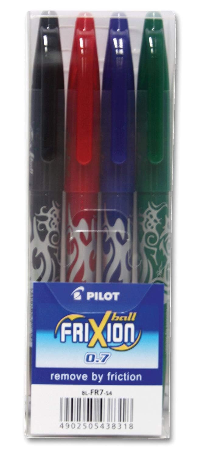 Pilot FriXion Ballpoint Pen with Gel Ink Medium Point Black/Blue/Red/Green