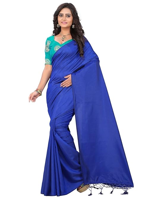 Navy Blue Silk Saree With Blouse 219933