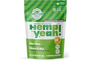 Manitoba Harvest Hemp Yeah! Organic Max Fibre Protein Powder, Unsweetened, 908g; with 13g of Fibre, 13g Protein and 2.5g Omeg