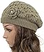 MINAKOLIFE Women's Super Soft Flower Laciness Knit Beanie Hat (Khaki)