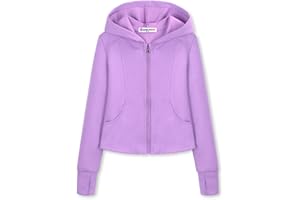 WELAKEN Girls Athletic Zip-Up Hoodie Sweatshirt,Long Sleeve Casual Hoodie for Kids