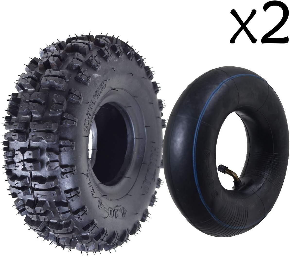 TDPRO 2 Sets of 4.10-4 Tire and Inner Tube 4.10x3.50-4 for ATV Quad Mini Pocket Bike Go Kart