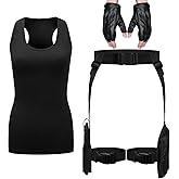 Kathfly 3 Pcs Halloween Thigh Holsters Costume for Women Leg Thigh Gun Holster Drop Adjustable Universal Pistol Holster Holder with Magazine Pouch Racerback Crop Tank Top Leather Gloves