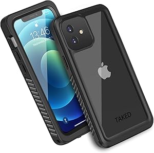 iPhone 12 Mini Waterproof Case, Shockproof Dustproof Snowproof Fully-Body Protective Cover with Screen Protector Clear Back New Designed for iPhone 12 Mini - Black (iPhone 12 Mini 5.4'')