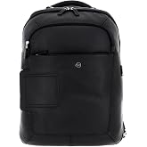 PIQUADRO Vibe Leather Backpack with Two Compartments, Black, U, Fashion