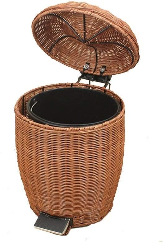 RMXMY Antique Nordic Bathroom Home High-end Living Room Trash Can Chinese Style New Chinese Kitchen Paper Basket Creative Hand Made Pedal Bin With Lid (Size : 8L)