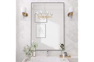 Koonmi Black Mirrors for Wall, 24x36 Inch Bathroom Mirror, Rectangular Wall Mirror for Living Room Bedroom Bathroom, Hangs Horizontally or Vertically