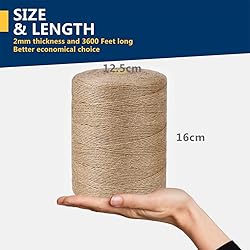 PerkHomy Jute Twine String 3600 Feet Natural Thin