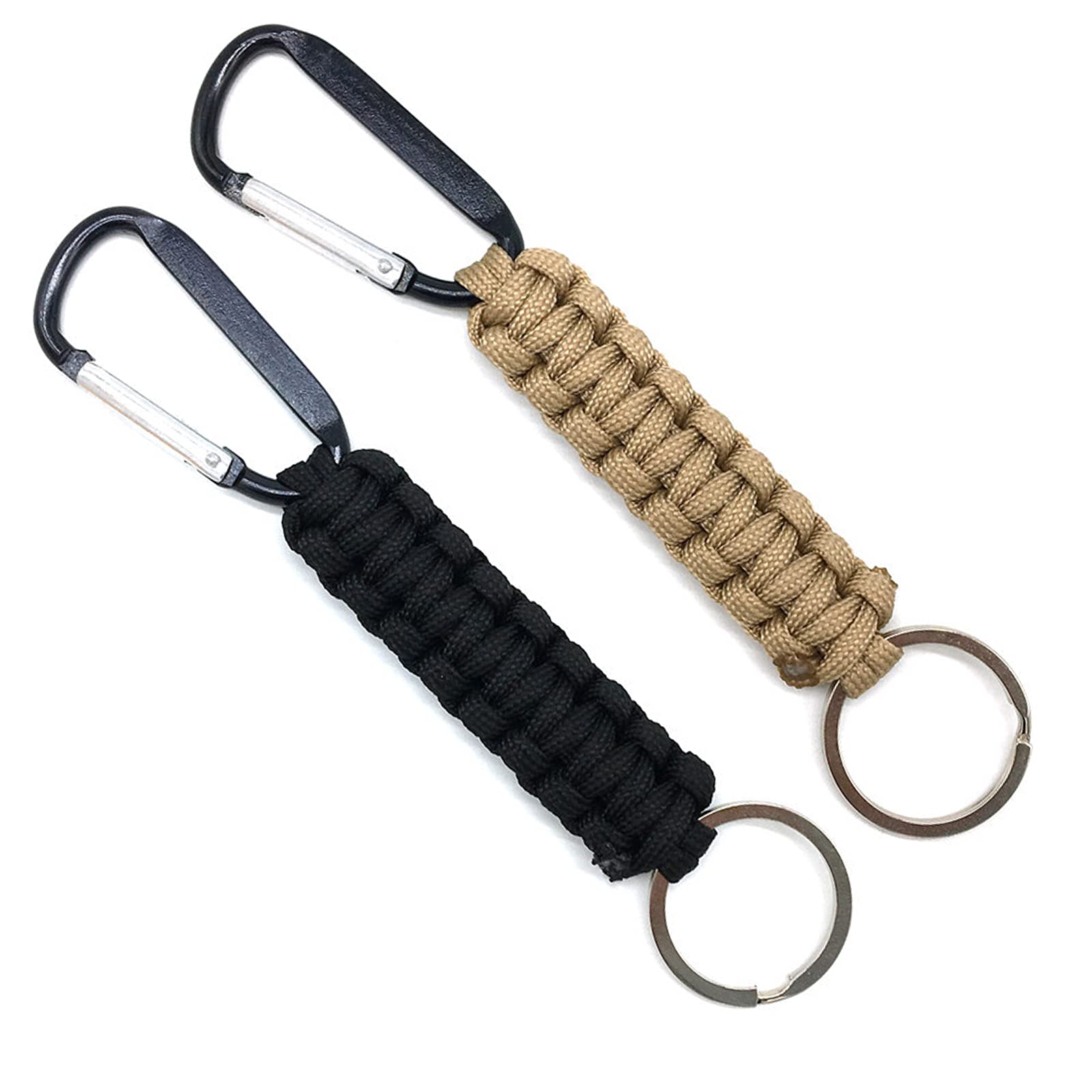 YUTOU 2 Pack Paracord keyring Paracord Keychains with Carabiner Clips Paracord Lanyard Braided Lanyard Ring Hook Clip Keychain Paracord Lanyard Clip Keychain for Camping Outdoor Hiking