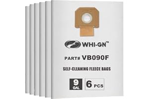 WHI-GN Replacement for BOSCH Bags, VB090F Fleece Filter Bags, compatible with BOSCH 9 Gallon Dust Extractors VAC090 (6 Pack)