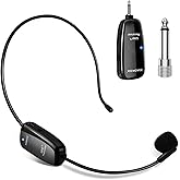 XIAOKOA UHF Wireless Headset Microphone: Cordless Head Mic System, USB-C Charging Microphones, 164ft Range - for Voice Amplifier Speaker Teaching Tour Guides Fitness Instructor
