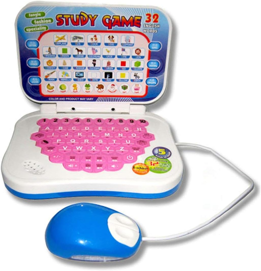 Portable Bilingual Early Educational Learning Machine Kids Laptop Toy with Mouse Computer Children Gift Developmental Toy&(Color:Random)