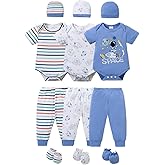 YWFSHOP Newborn Baby Boys Clothes Outfits Funny Pattern Romper Pants Set Infant Unisex Baby Clothing 12Pcs