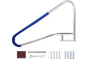 TCFUNDY Pool Handrail 57"x35" Swimming Pool Stair Rail 304 Stainless Steel with Grip Cover, 385lbs Load Capacity, Quick Mount Accessories