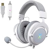 FOXXRAY HAU-37 USB Gaming Headset for PC, Computer Headphones with Microphone, 7.1 Surround Sound, 50MM Dynamic Drivers, RGB Light, Wired Headphones for PS4, PS5, Laptop