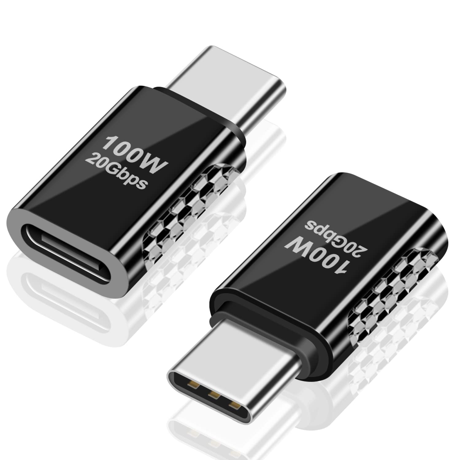 Duttek USB C Male to Female Adapter (2PCS),USBC3.2 20GBps,100W USB C Charger Supports 8K Audio/Video, Zinc alloy USB C Extender compatible with Phones,Tablets,Laptops, MacBook and More Type C Devices