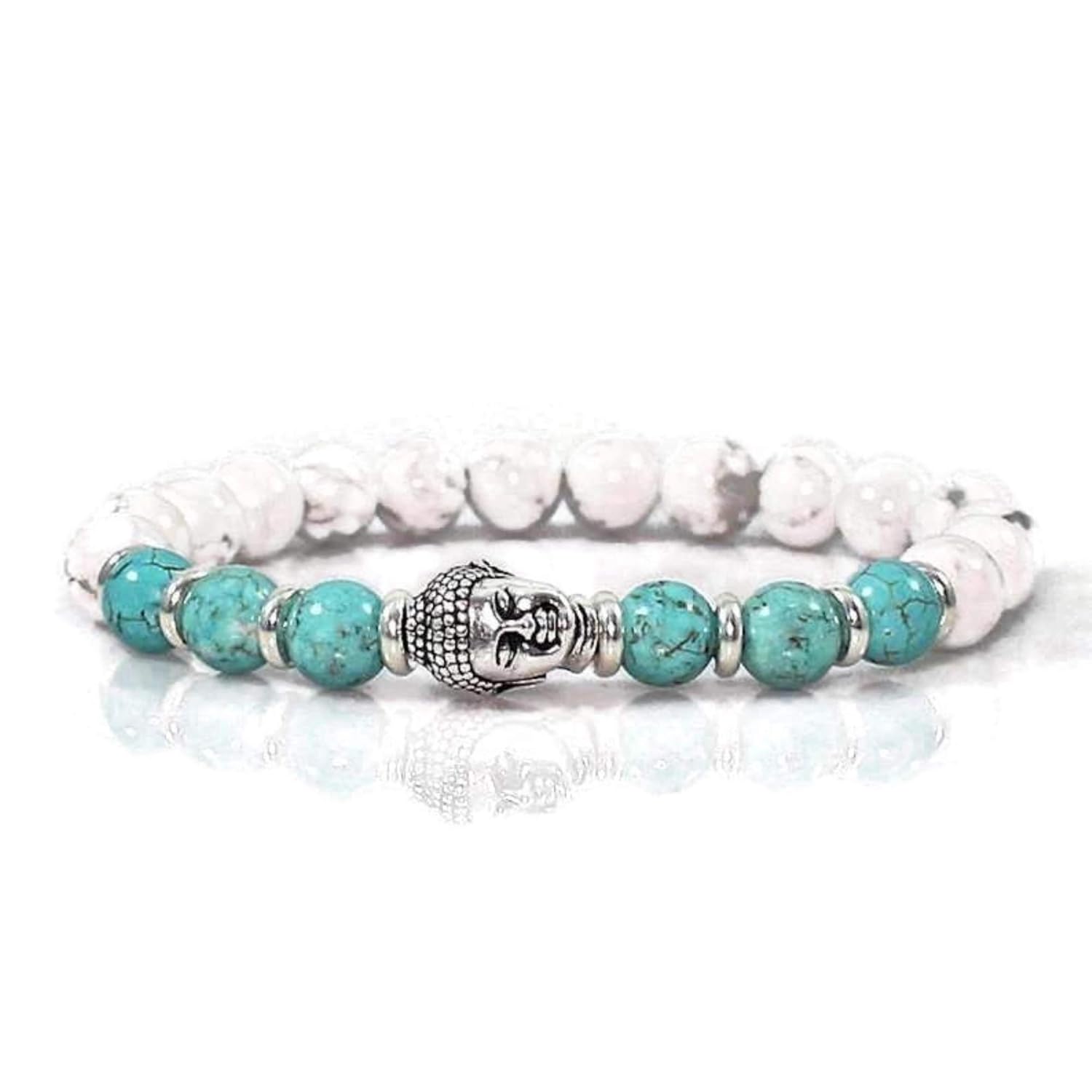 Buddha Bead Bracelet with Genuine Stones, Buddha Peace