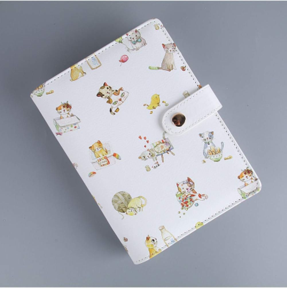 ZLJHH A6 Cute Spiral Notebook Notepad Pu Leather Colored Planner Kawaii Diary Book School Office Supply,Cat