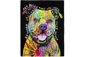 Dawhud Direct Colorful Pit Bull Fleece Blanket for Bed, 50" x 60" Dean Russo II Pit Bull Fleece Throw Blanket for Women, Men and Kids - Super Soft Plush Dog Blanket Throw Plush Blanket