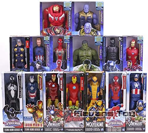 NELLIES Marvel Super Heroes Avengers Thanos Black Panther Captain America Thor Iron Man Spiderman Hulkbuster Hulk Action Figure 12" 30cm