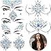 BBTO Set of 6 Face Gems Stickers Breast Body Jewelry Stickers Crystal Nipple Tattoo Stickers for Festival Rhinestone Decorations