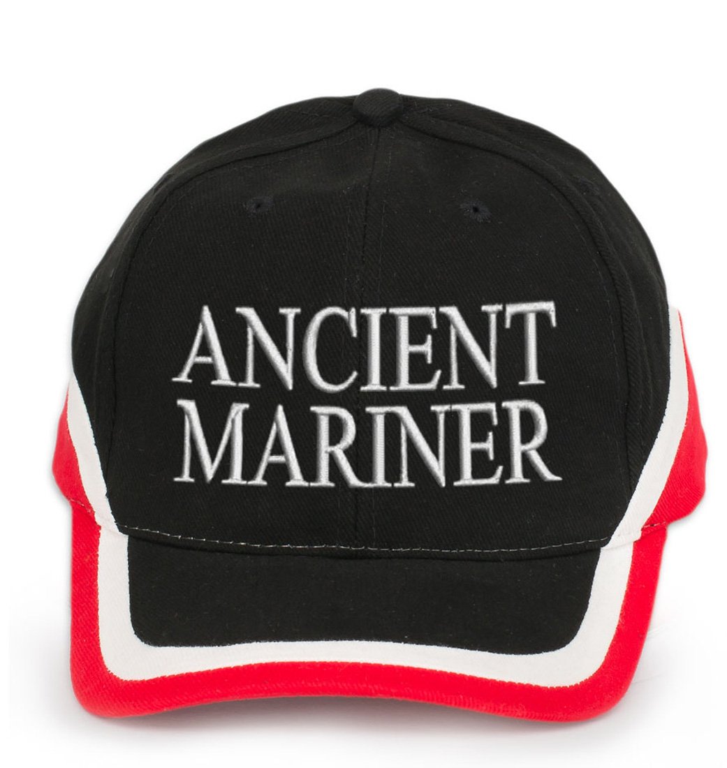4sold 100% Cotton Ancient Mariner, Captain Cabin Boy Crew First Mate Yachting Baseball Cap Inscription Lettering Red Black White (Ancient Mariner)