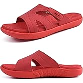 KuaiLu Womens Fashion Orthotic Slides Ladies Lightweight Athletic Yoga Mat Sandals Slip On Thick Cushion Slippers Sandals With Comfortable Plantar Fasciitis Arch Support