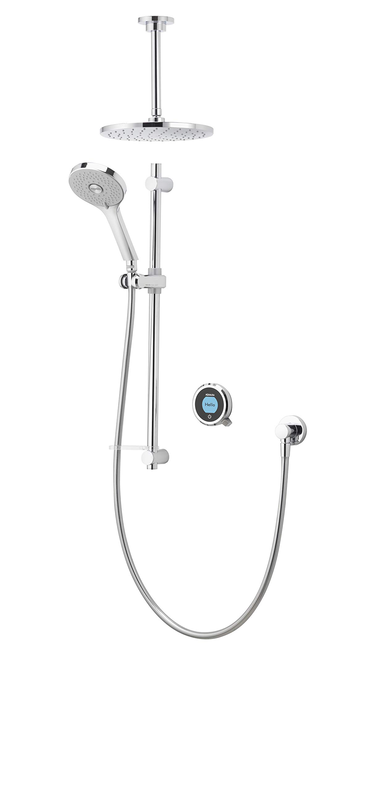 Aqualisa Optic Q smart shower (concealed) with adjustable handset and fixed ceiling head - with integral pump for gravity fed systems