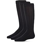 MeMoi 3 Pack Ribbed Boys Crew Socks, Cotton Blend Boys Dress Socks, Comfortable Crew Height Design - Sizes 6-14