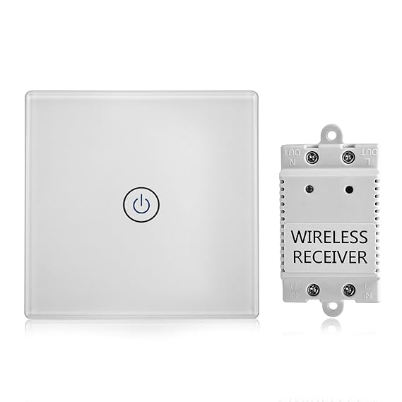 Lichtschalter Funkschalter Set Empfänger Kit Fernbedienung Deckenleuchte LED Birne Glasplatte Klebeband Installation Touch Se