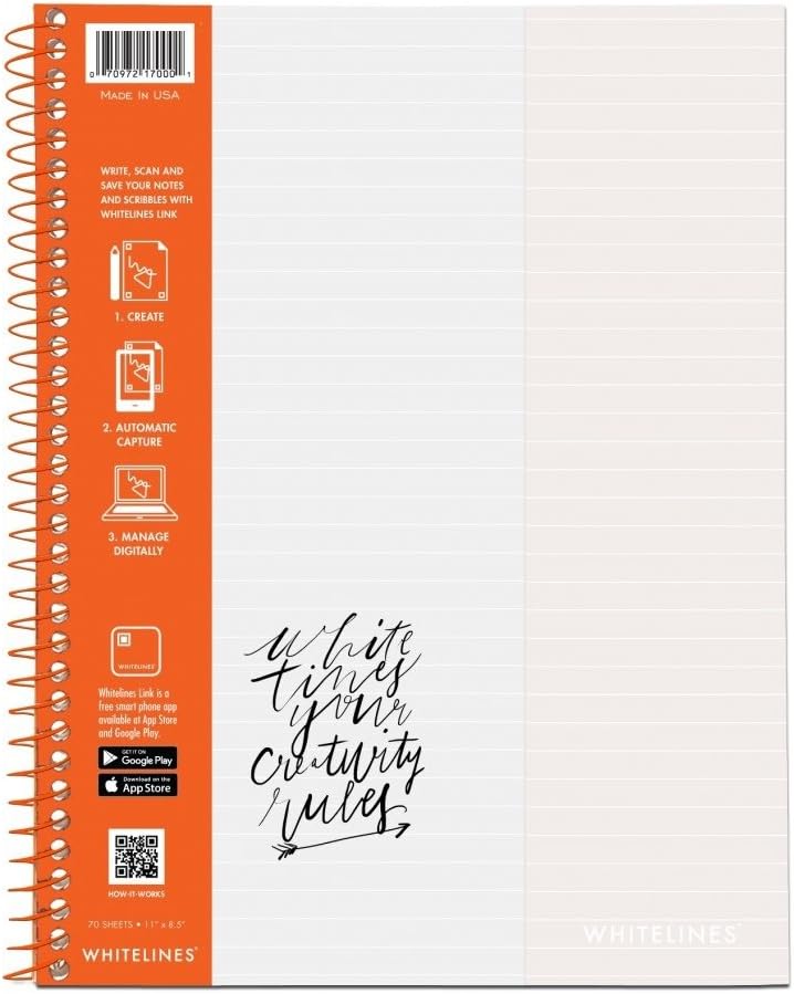 Bulk Whitelines Wirebound Lined Notebook, 11"x8.5", 70 Sheets: Roaring Spring 17000 (12 Lined Notebooks)