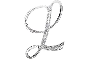 PPhtony 26 Letter Brooch Pins Small Silver Metal Rhinestone Crystal Initial A~Z Alphabet Brooch Lapel Pins for Men Women Girls Boys Birthday Christmas Wedding Gift