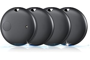 KUKIHO 4 Pack Bluetooth Tracker, Works with Find My (iOS Only), Smart Item Finder with Loud Sound, Key Finder Air Tracker Tags, Tracker Tag Locator for Keys, Luggage, Satchel (Black)